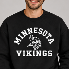 Minnesota Vikings Relaxed Fit Monochrome Printed Graphic Crewneck Sweatshirt