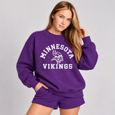 Minnesota Vikings Vintage Crest Graphic Printed Crewneck Slouchy Sweatshirt