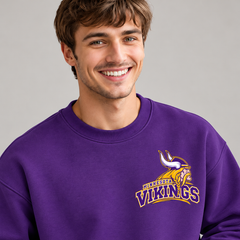 Minnesota Vikings Game Day Left-Chest Graphic Printed Crewneck Slouchy Sweatshirt