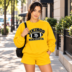 Minnesota Vikings Relaxed Fit Graphic Print Crewneck Sweatshirt
