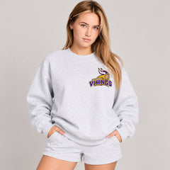 Minnesota Vikings Minimalist Pocket Logo Graphic Print Crewneck Slouchy Sweatshirt