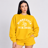 Minnesota Vikings Historic Emblem Graphic Printed Crewneck Slouchy Sweatshirt