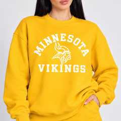 Minnesota Vikings Historic Emblem Graphic Printed Crewneck Slouchy Sweatshirt