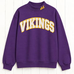 Game Day Vikings Mesh Appliqué Mock Neck