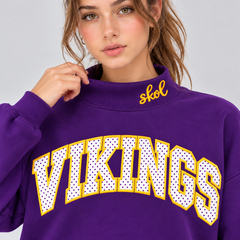 Game Day Vikings Mesh Appliqué Mock Neck