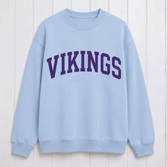 Classic Athletic Vikings Graphic Print Crewneck Vintage Sweatshirt