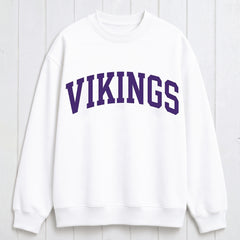 Classic Athletic Vikings Graphic Print Crewneck Vintage Sweatshirt