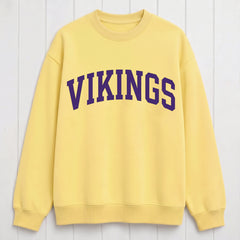 Classic Athletic Vikings Graphic Print Crewneck Vintage Sweatshirt