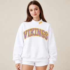 Gingham Vikings Mock Neck Sweatshirt | Appliqué Embroidered