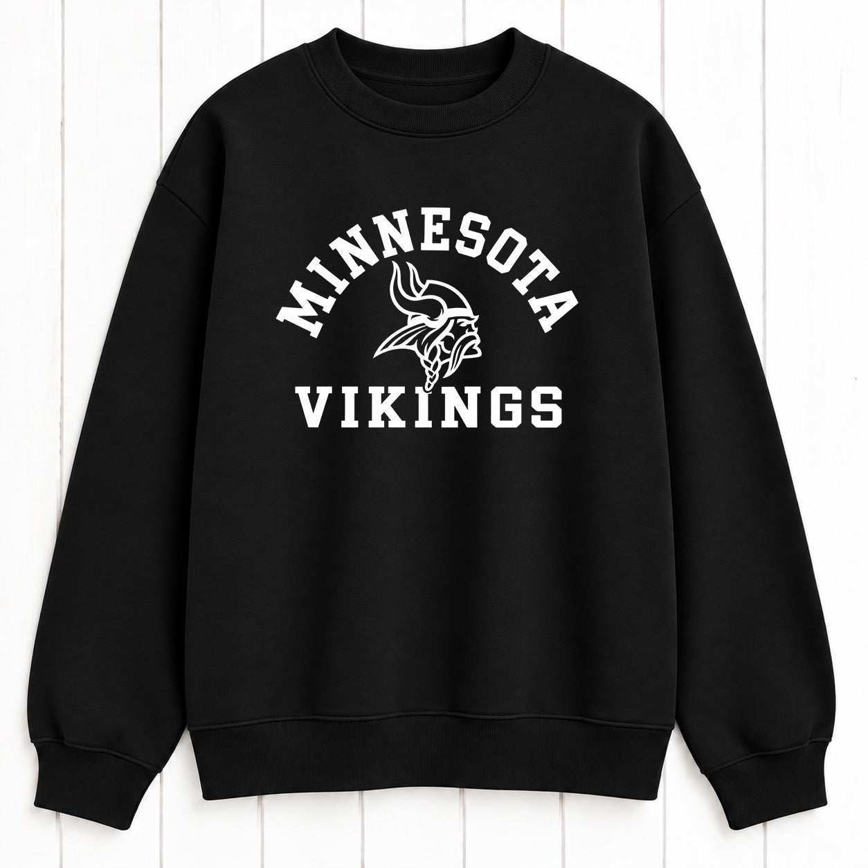 Minnesota Vikings Relaxed Fit Monochrome Printed Graphic Crewneck Sweatshirt