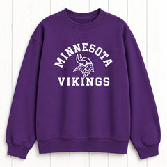 Minnesota Vikings Vintage Crest Graphic Printed Crewneck Slouchy Sweatshirt