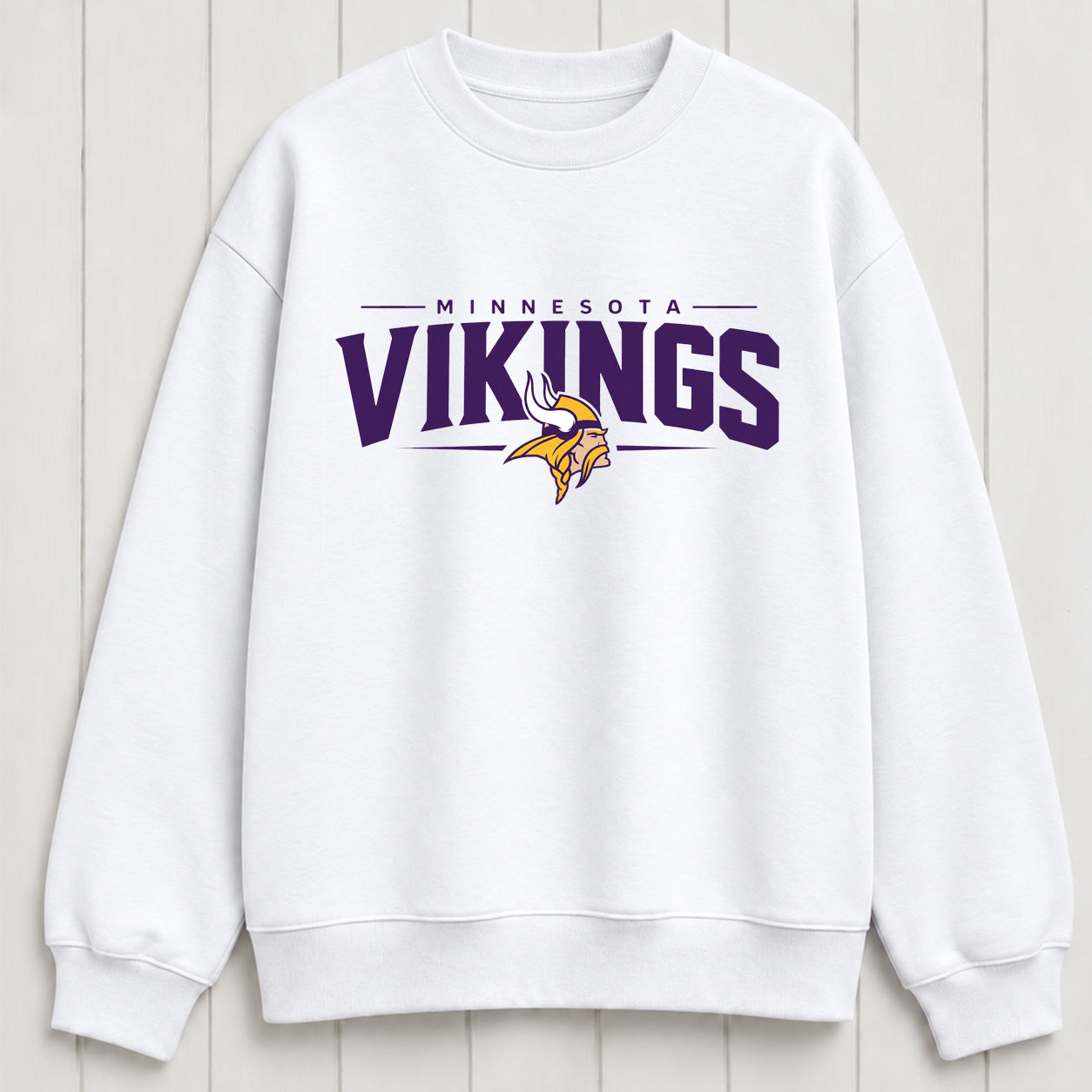 Minnesota Vikings Modern Bar Crest Print Crewneck Slouchy Sweatshirt