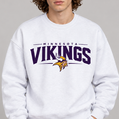 Minnesota Vikings Modern Bar Crest Print Crewneck Slouchy Sweatshirt