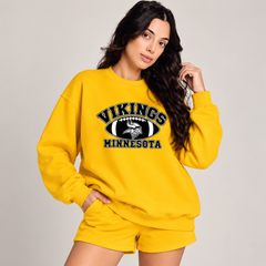 Minnesota Vikings Relaxed Fit Graphic Print Crewneck Sweatshirt