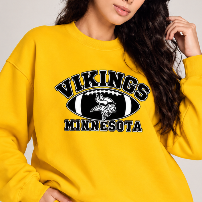 Minnesota Vikings Relaxed Fit Graphic Print Crewneck Sweatshirt
