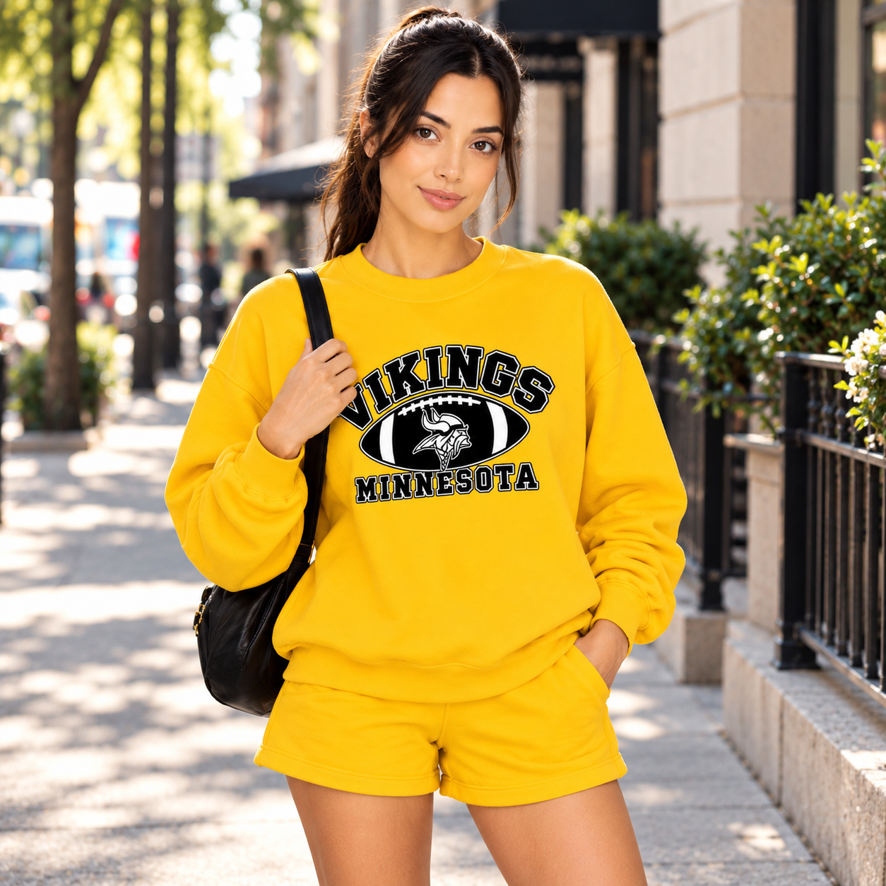 Minnesota Vikings Relaxed Fit Graphic Print Crewneck Sweatshirt