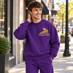 Minnesota Vikings Game Day Left-Chest Graphic Printed Crewneck Slouchy Sweatshirt