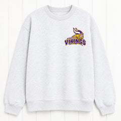 Minnesota Vikings Minimalist Pocket Logo Graphic Print Crewneck Slouchy Sweatshirt