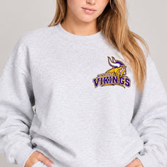 Minnesota Vikings Minimalist Pocket Logo Graphic Print Crewneck Slouchy Sweatshirt