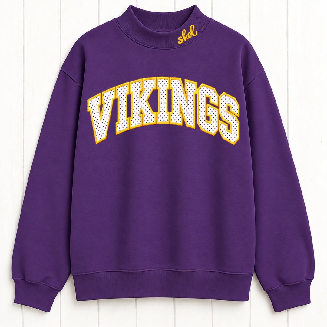 Game Day Vikings Mesh Appliqué Mock Neck
