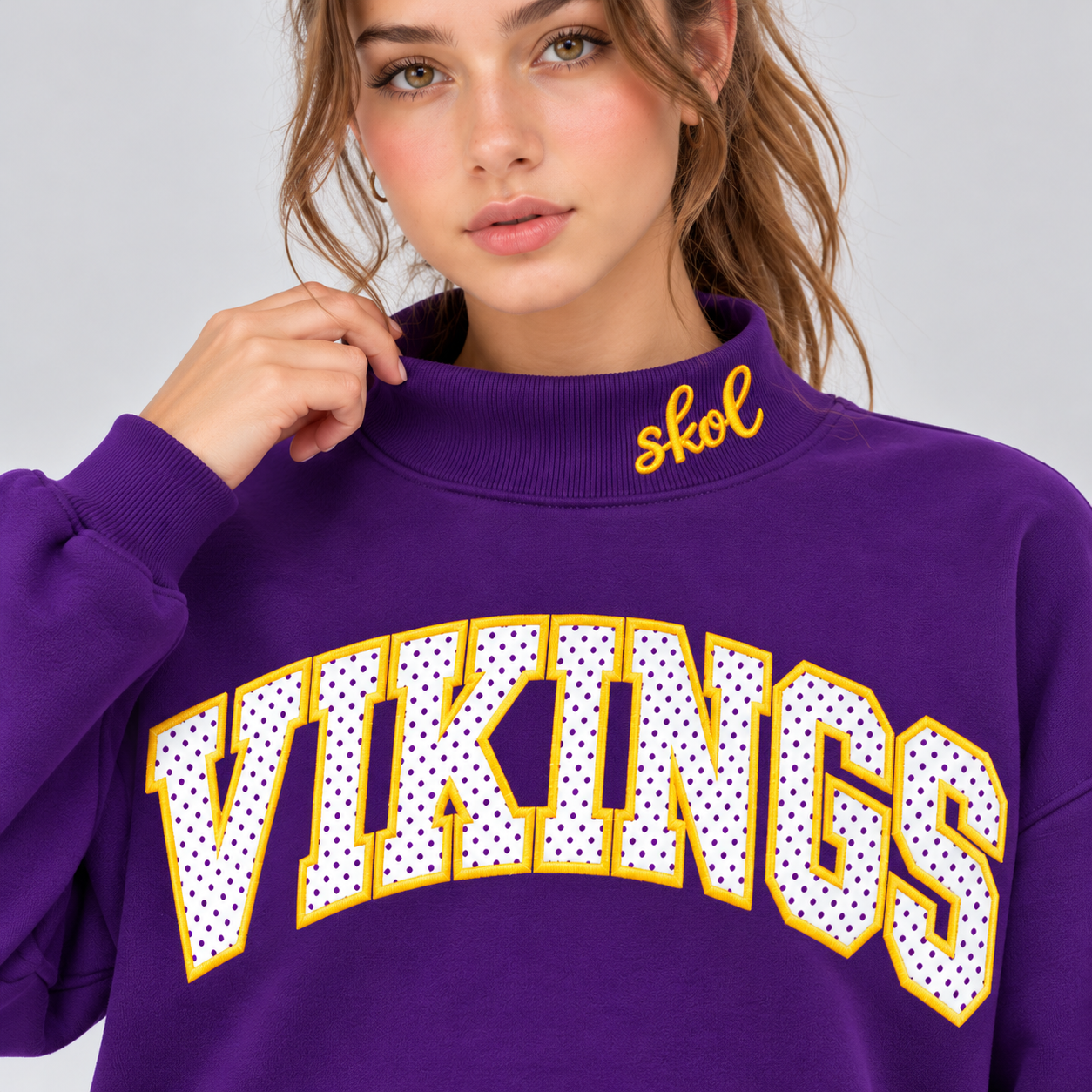Game Day Vikings Mesh Appliqué Mock Neck