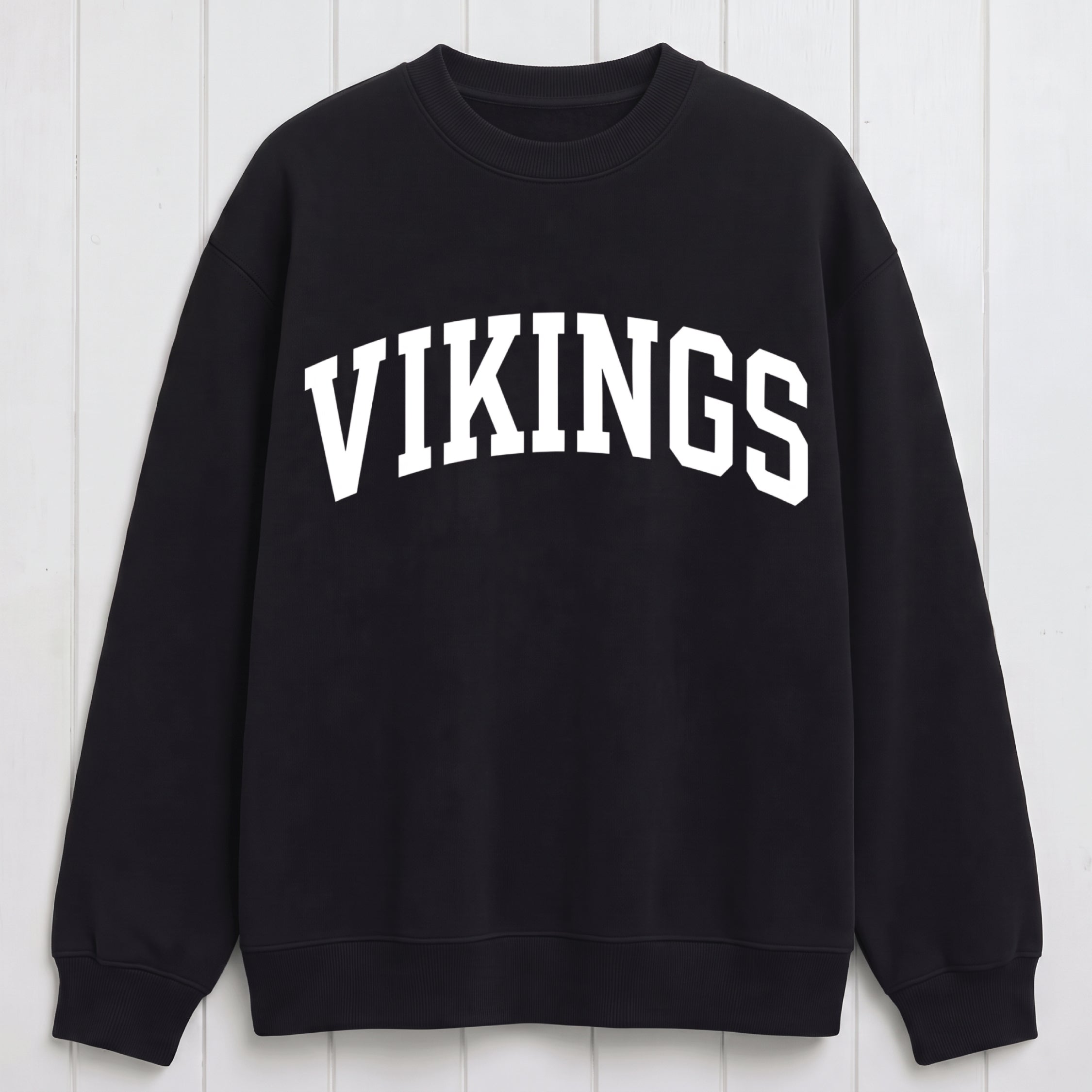 Classic Athletic Vikings Graphic Print Crewneck Vintage Sweatshirt