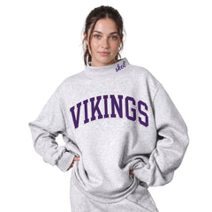 Vikings Chest Appliqué  Embroidered Mock Neck Sweatshirt